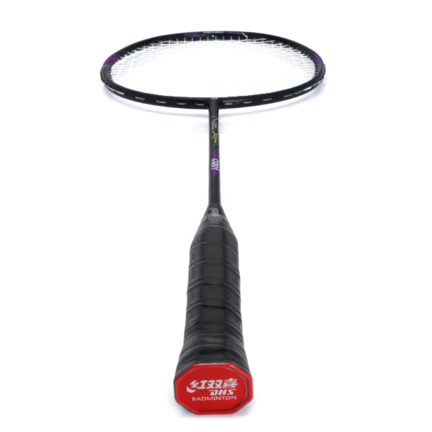 Raquete de Badminton DHS Nex CQ01BA Super Light Carbon Series Preta e Roxo