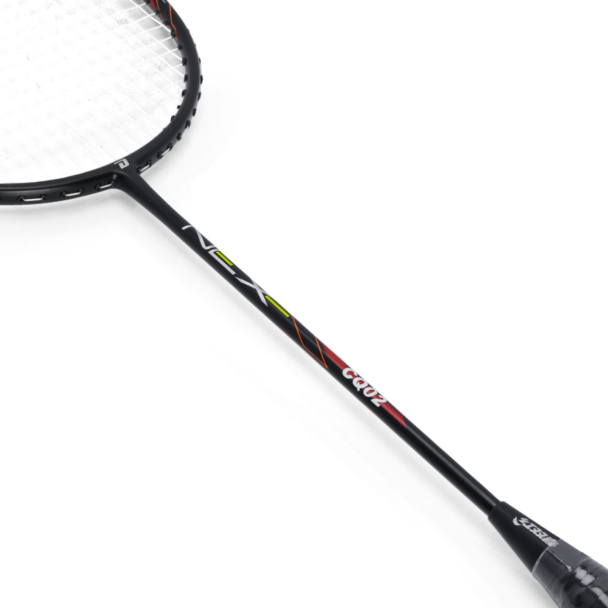 Raquete de Badminton DHS Nex CQ02BA Super Light Carbon Series Preta e Vermelha