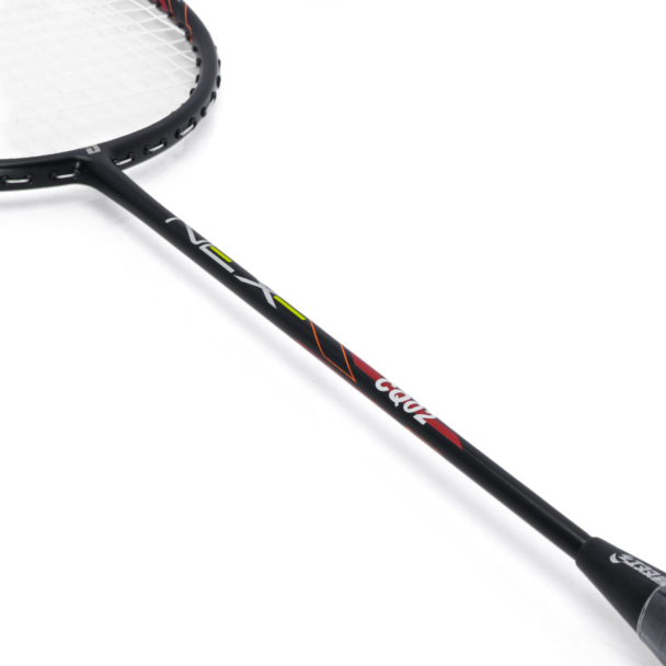 Raquete de Badminton DHS Nex CQ02BA Super Light Carbon Series Preta e Vermelha
