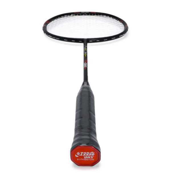 Raquete de Badminton DHS Nex CQ02BA Super Light Carbon Series Preta e Vermelha