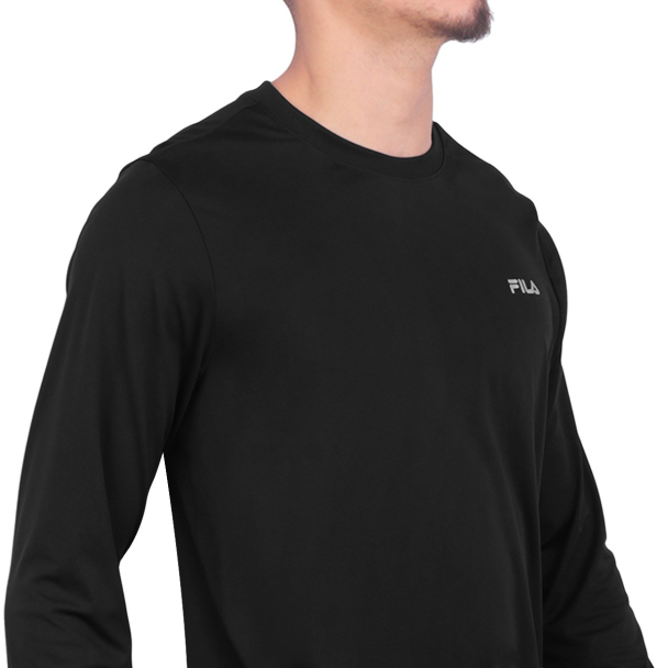 Camisa Fila Manga Longa Basic Sports Preto e Prata