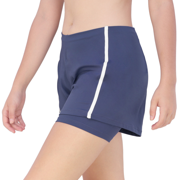 Shorts Fila Duplo Tennis Sports Club Azul Carbono E Branco