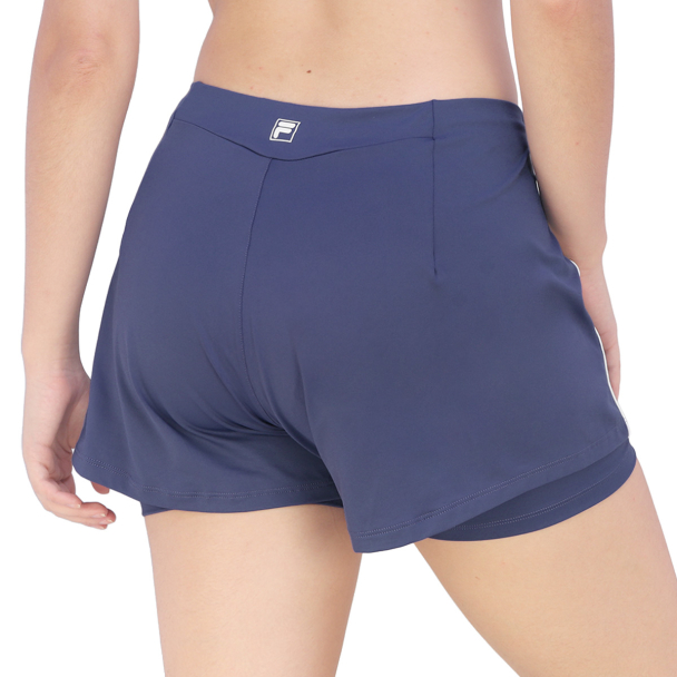 Shorts Fila Duplo Tennis Sports Club Azul Carbono E Branco