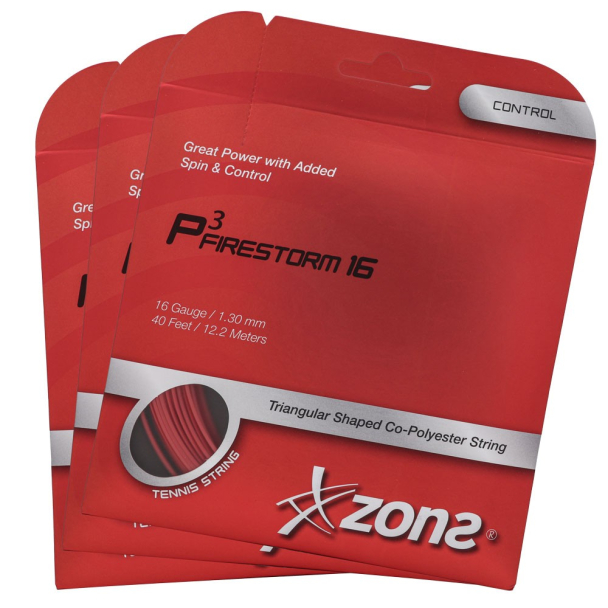 Corda Zons P3 Firestorm 16L 1.30mm Vermelho - Set Individual - Pack com 03 Unidades