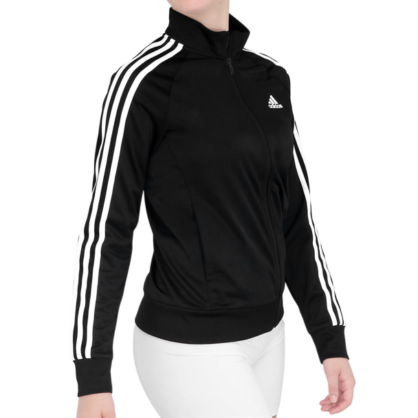 Jaqueta Adidas Essentials Slim 3 Stripes Preta e Branca