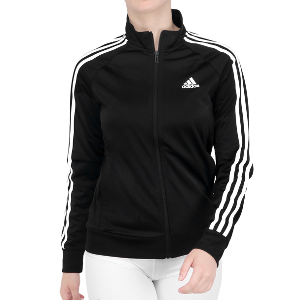 Jaqueta Adidas Essentials Slim 3 Stripes Preta e Branca