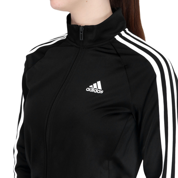 Jaqueta Adidas Essentials Slim 3 Stripes Preta e Branca