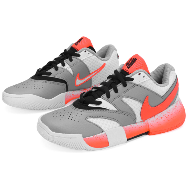 Tênis Nike Court Lite 4 Premium - Quadra Rápida - Branco Cinza e Salmão