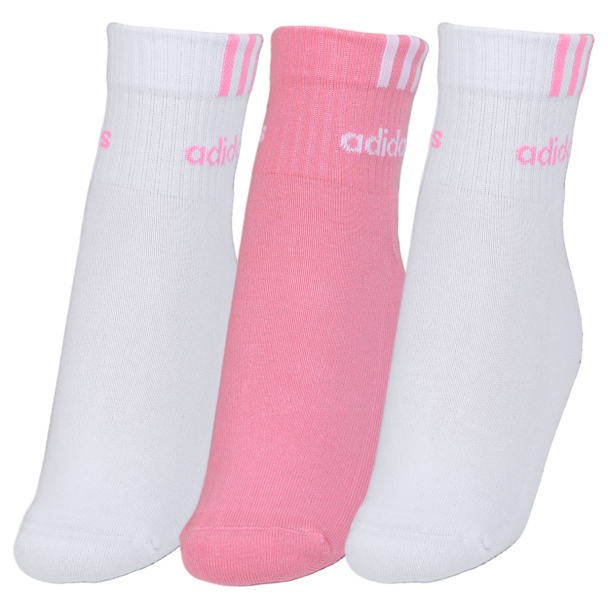 Meias Adidas C 3S Linear 38 AO 40 Pack com 03 Unidades Branca e Rosa