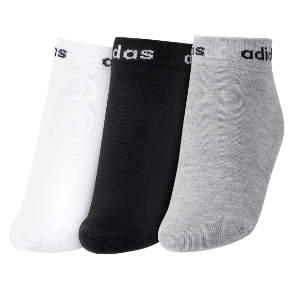Meia Adidas Lin Ankle 41 ao 43- Pack com 03 unidades Branco Cinza e Preto
