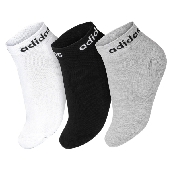 Meia Adidas Lin Ankle 41 ao 43- Pack com 03 unidades Branco Cinza e Preto