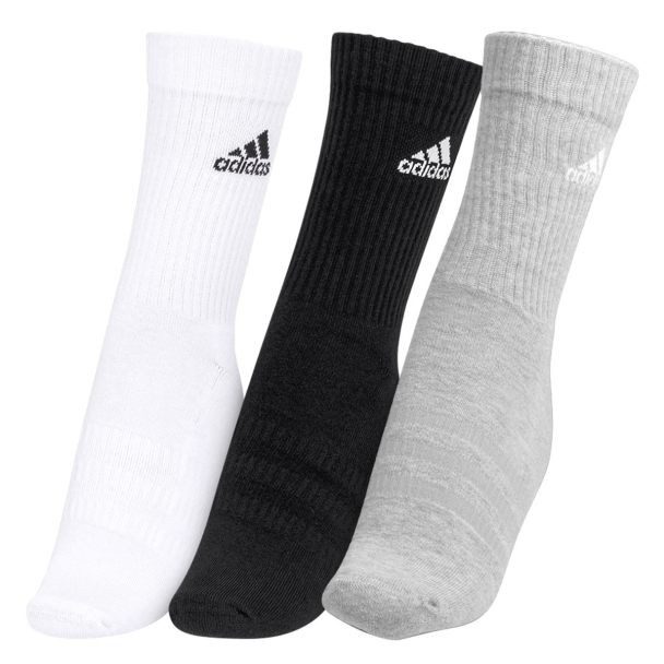 Meia Adidas SPW CRW 35 ao 37 - Pack com 03 unidades Branco Cinza e Preto