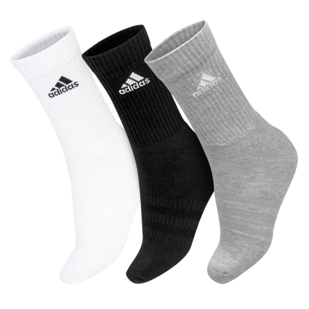 Meia Adidas SPW CRW 35 ao 37 - Pack com 03 unidades Branco Cinza e Preto