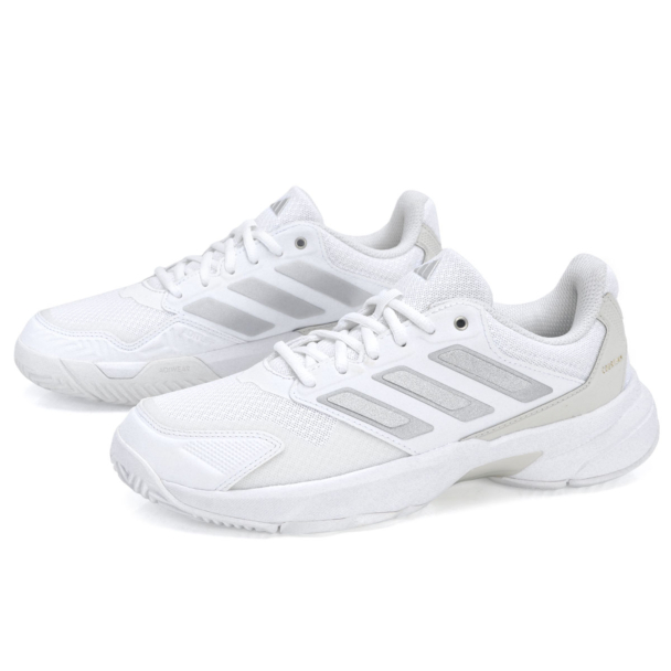 Tênis Adidas Courtjam Control 3 - All Court - Branco e Prata