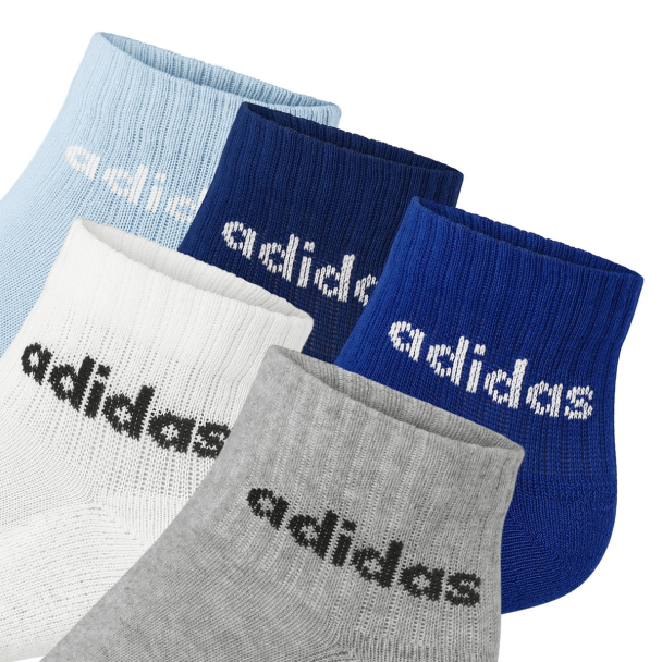 Meias Adidas Ankle Linear Infantil - 25 ao 28 - Pack Com 05 Pares Sortidas