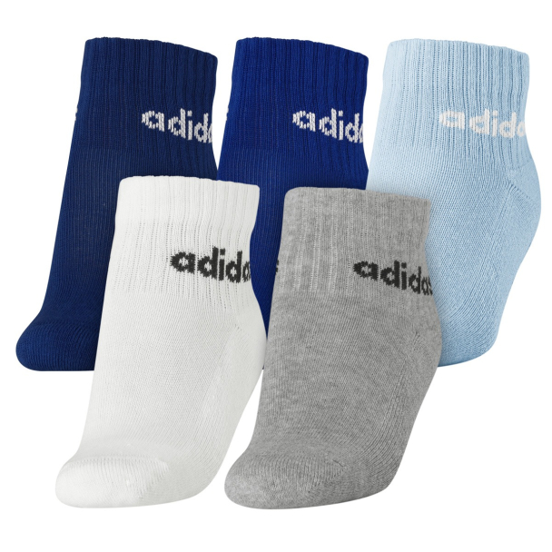 Meias Adidas Ankle Linear Infantil - 25 ao 28 - Pack Com 05 Pares Sortidas