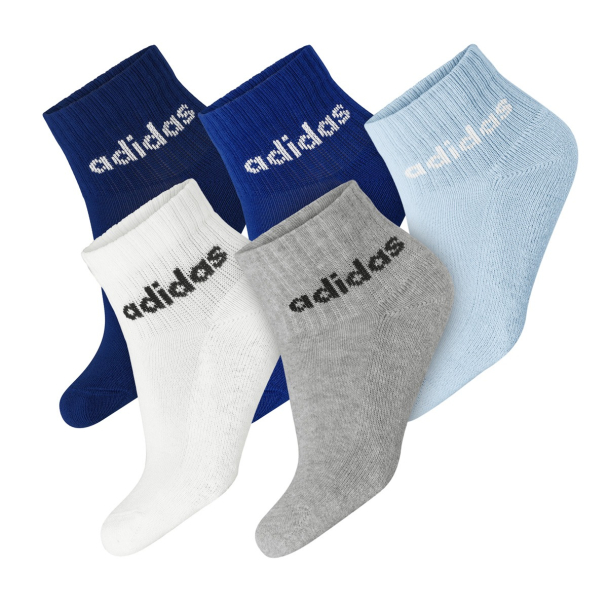 Meias Adidas Ankle Linear Infantil - 25 ao 28 - Pack Com 05 Pares Sortidas