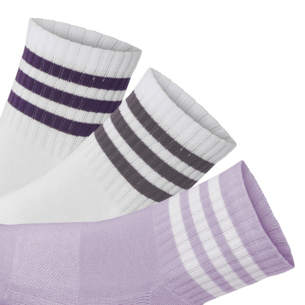 Meia Adidas Cano Baixo Cushioned Sportswear 41 ao 43 - Pack Com 3 Pares - Branco e Lilás