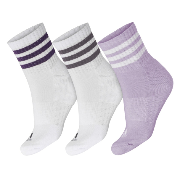 Meia Adidas Cano Baixo Cushioned Sportswear 41 ao 43 - Pack Com 3 Pares - Branco e Lilás