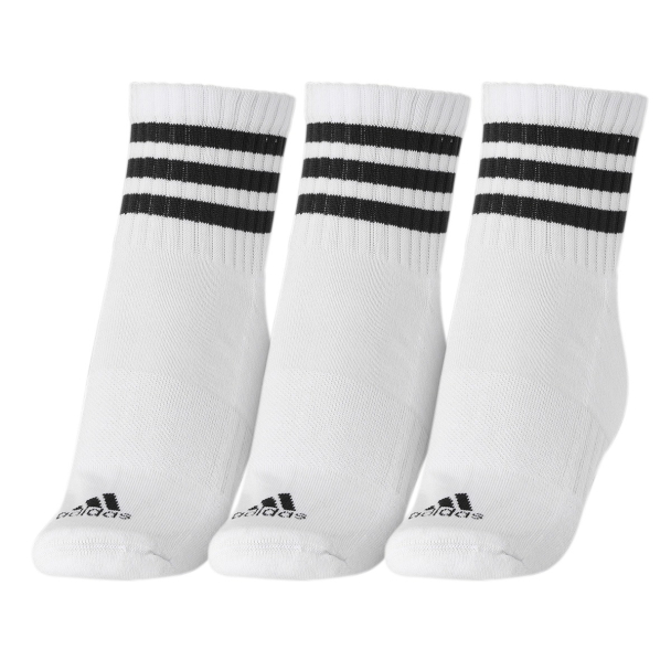 Meia Adidas 3S C SPW Mid 35 Ao 37 - Pack Com 03 Pares - Branco e Preto