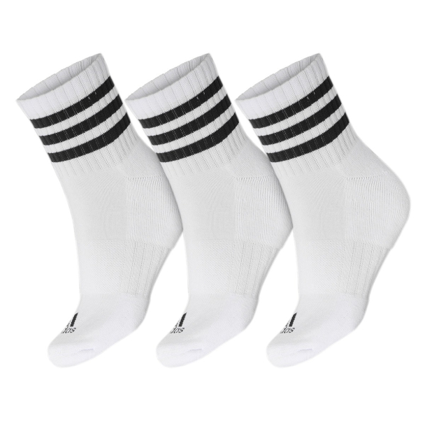 Meia Adidas 3S C SPW Mid 35 Ao 37 - Pack Com 03 Pares - Branco e Preto