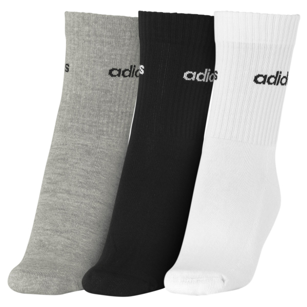 Meia Adidas C Lin Crew - Pack com 3 Pares - Cinza Preto e Branco