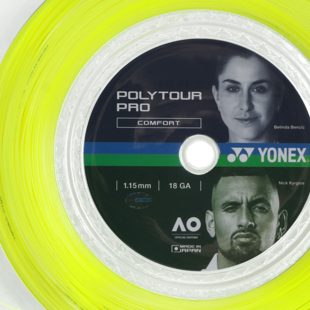 Corda Yonex Polytour Pro 18L 1.15mm Amarela - Rolo com 200 metros
