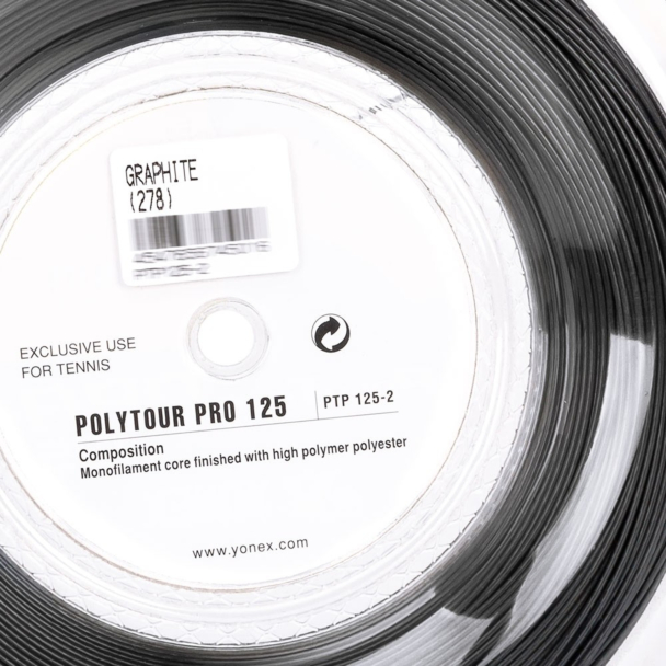 Corda Yonex Polytour Pro 16L 1.25mm Grafite Rolo com 200 metros