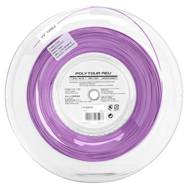 Corda Yonex Polytour Rev 16L 1.25mm Roxo Com 200 Metros - ProSpin