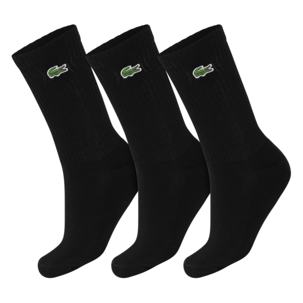Meia Lacoste Core Active Performance 35 ao 38 - Pack com 03 Pares - Preta