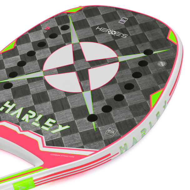 Raquete De Beach Tennis Heroes Harley Cinza Rosa e Verde