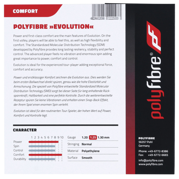Corda Polyfibre Evolution 17l 1.25mm Set Individual Vermelha