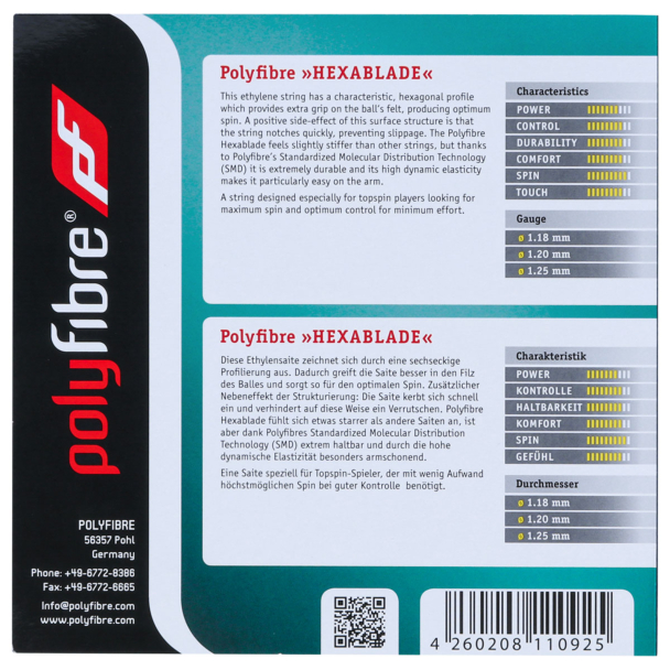 Corda Polyfibre Hexablade 17L 1.25mm Azul - Set Individual