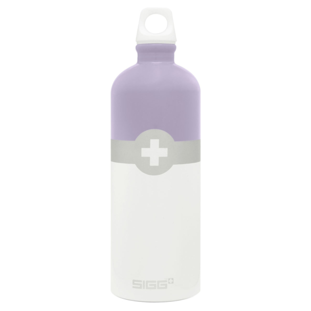 Garrafa Siggs Swiss Logo Alumínio 1Lt Lilás Branca e Prata