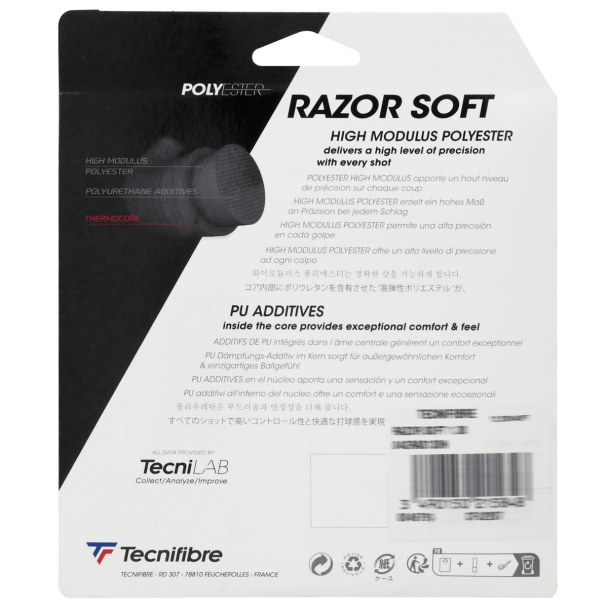 Corda Tecnifibre Razor Soft 16 1.30mm - Set Individual - Preta