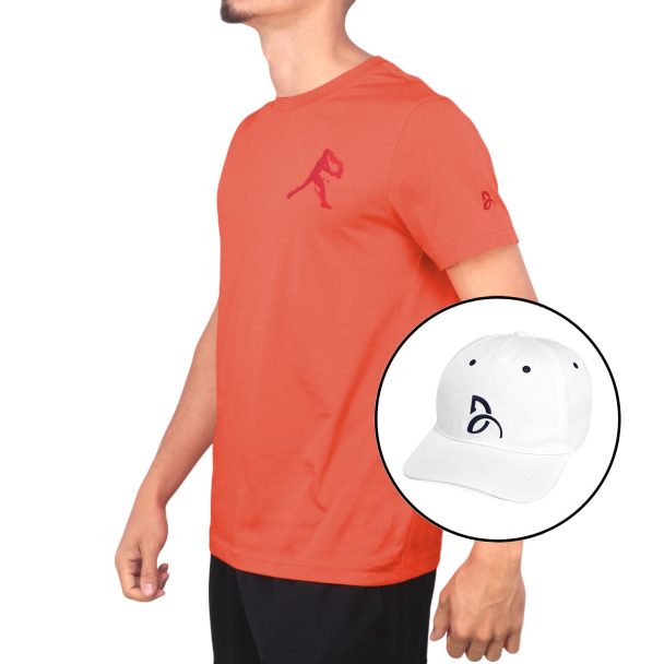 Boné e Camiseta Lacoste Tennis Novak Djokovic Th1044 Laranja