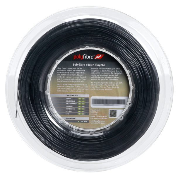 Corda Polyfibre Tour Player 17L 1.25mm Preta - Rolo com 200 Metros