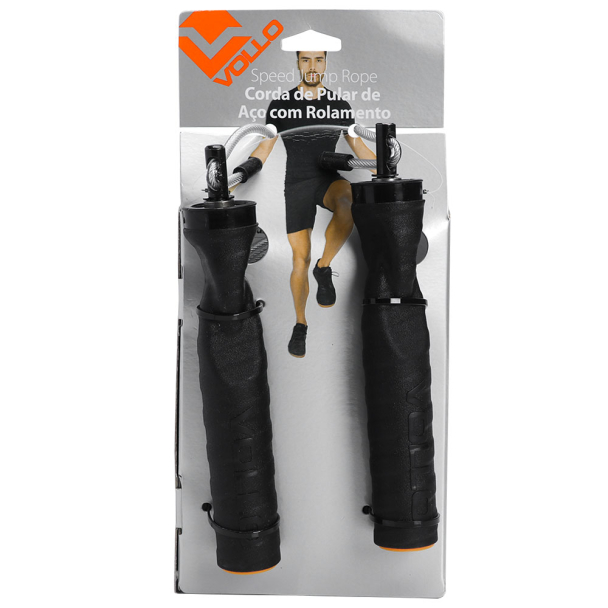 Corda de Pular Vollo Crossfit de Aço com Rolamento 300 x 0,4cm Preta