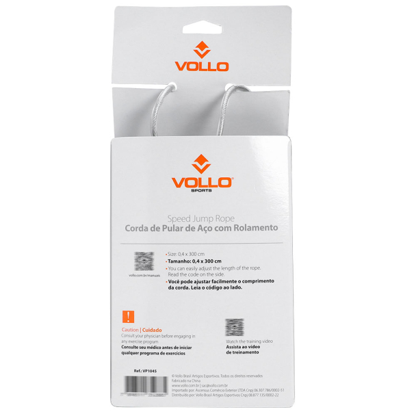 Corda de Pular Vollo Crossfit de Aço com Rolamento 300 x 0,4cm Preta
