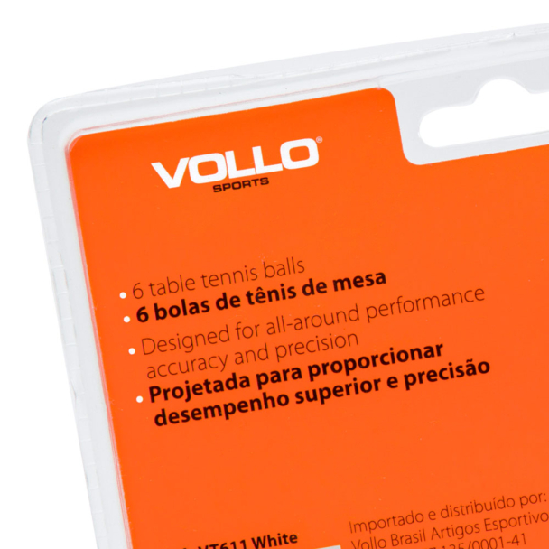 Bola de Tênis de Mesa Vollo 2 Estrelas com 06 Bolas Laranja