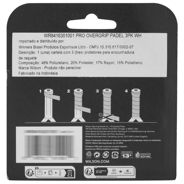 Overgrip Wilson Pro Padel Com 03 Unidades Branco