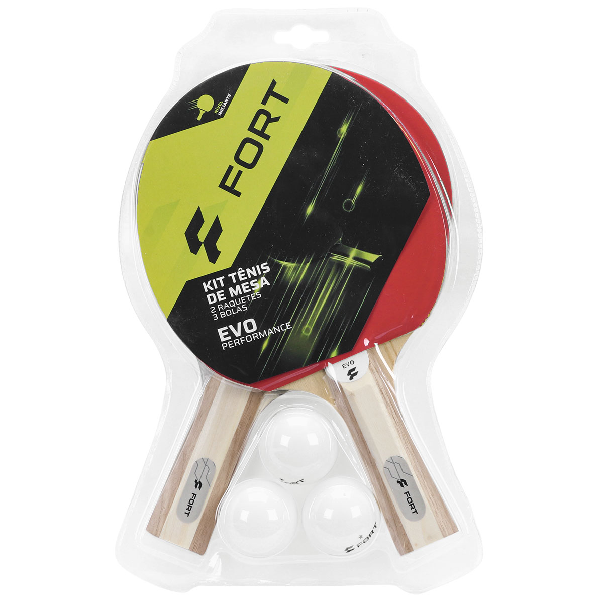 Kit Ping Pong/Tenis de Mesa Com 3 Bolas e 2 Raquetes - 1 Fit